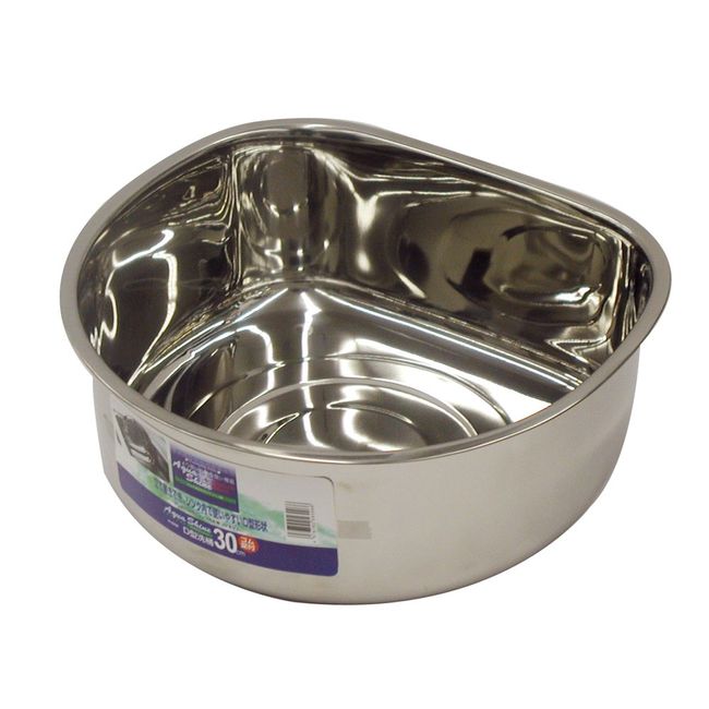 Pearl Metal Aqua Shine H-6296 Stainless Steel D-Shaped Washtub, 11.8 inches (30 cm) (Includes Rubber Feets)