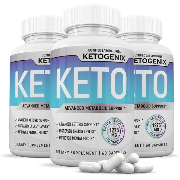 (3 Pack) Ketogenix Keto Pills 1275MG New & Improved Formula Contains Apple Ci...