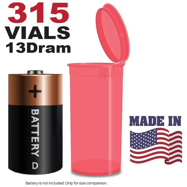 315 Translucent Red Vials - 13 DRAM Pop Top Bottle - Smell Proof Containers