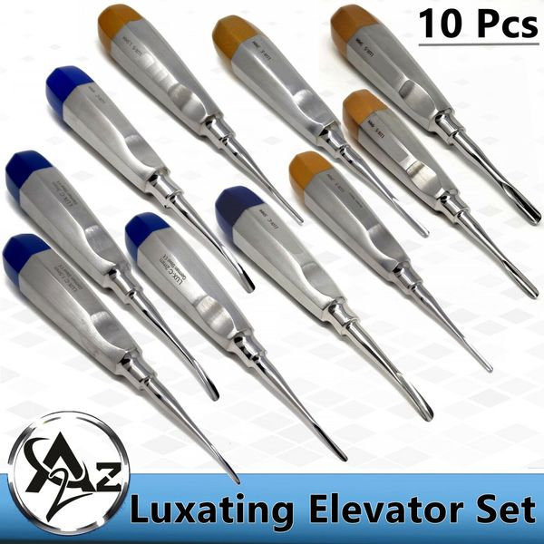 10 PCS Straight & Curved Dental Surgery Extraction Luxating Elevators 1.5mm-5mm