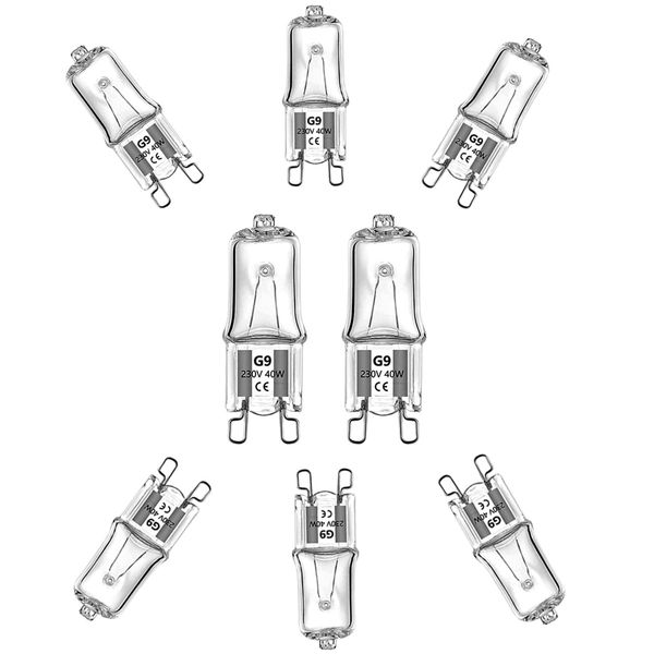 BXXKXMC G9 Halogen Light Bulbs 40W, No Flickering, Dimmable, 600lm, 2800K, G9 Capsule Bulb, Warm White