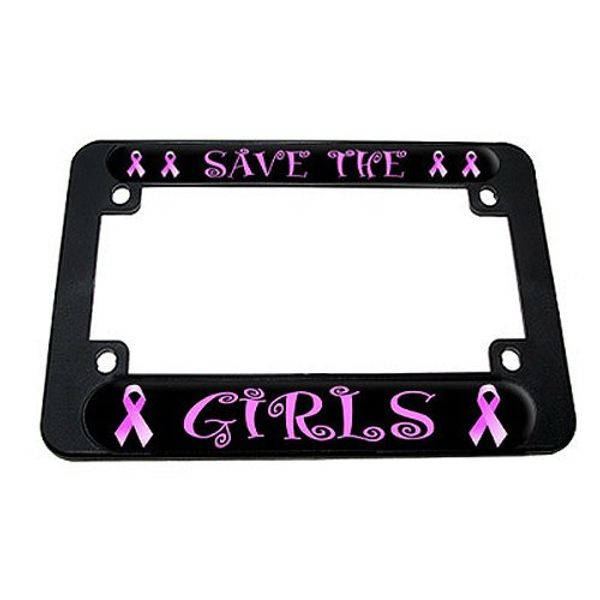 Save The Girls - Breast Cancer Awareness Ribbon Motorcycle License Plate Frame