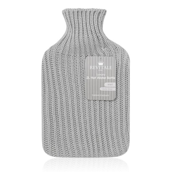 Revitale Hot Water Bottle Knit - 2 Litre (Arctic Silver)