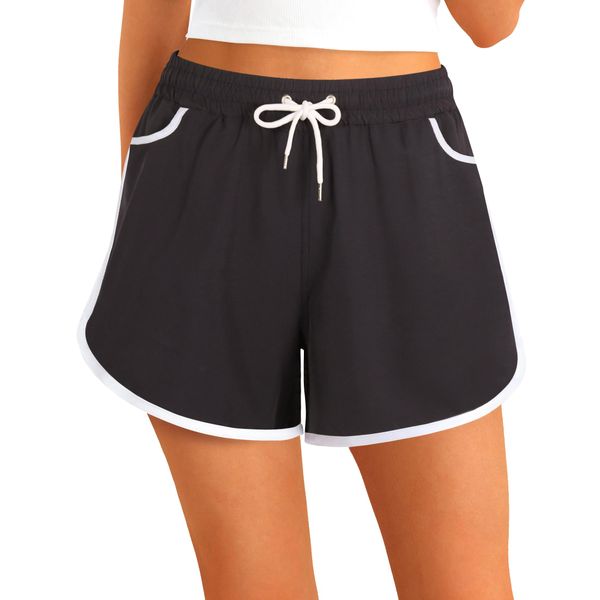 APTRO Damen Badeshorts Badehose Strand Wassersport Shorts Boardshorts UV Schutz Sommer Sport Gym Shorts Schwarz WS251 S