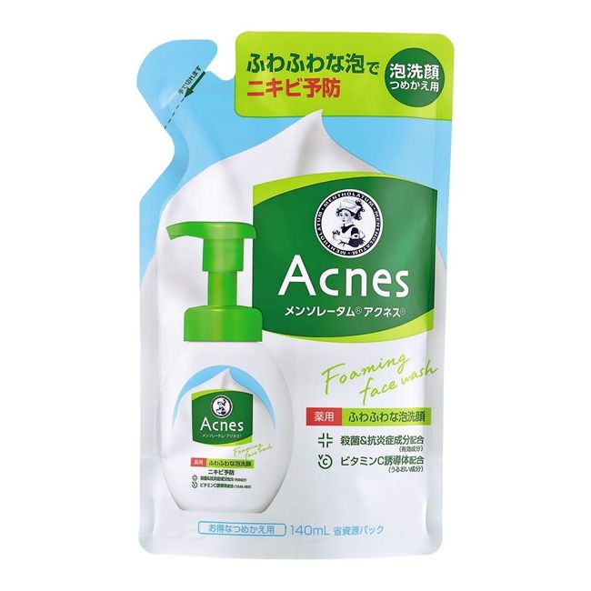 [Quasi-drug] Mentholatum Acnes Fluffy Foam Face Wash Refill for Acne Prevention, 4.9 fl oz (140 ml)