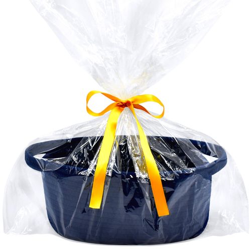 ABenkle Small Woven Basket with Gift Bag and Ribbons, 12" x 8" x 5" - Cute Decorative Gift Basket Nursery Storage Organizer for Baby Showers Holidays