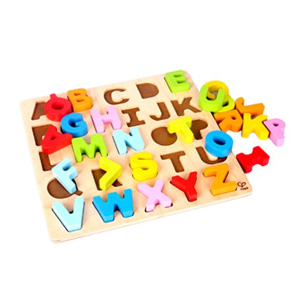 Hape Wooden Alphabet Puzzle| Wooden ABC Letters Colorful Educational Learning Puzzle Toy Board for Toddlers