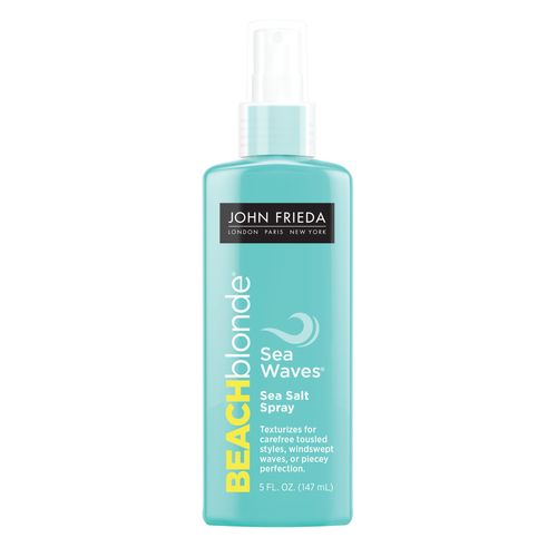 John Frieda Beach Blonde Sea Waves Salt Spray, Wave Texturizing Spray, with Natural Sea Salt to Enhance Wavy Hair for Tousled Volume, 5 Ounce