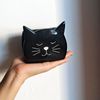 Asivtoki Cat Shape Sponge Holder, White Black Ceramic, Kitchen Sink Organizer