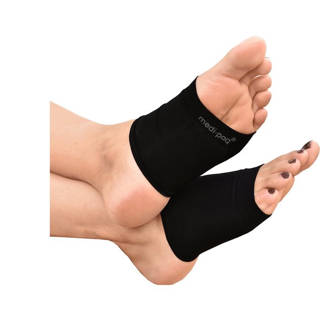 Medipaq Gel Plantar Fasciitis Support - 1 Pair Orthotic Plantar Fasciitis Insoles - Flat Feet Foot Arch Support Socks - Orthopedic Plantar-Fasciitis - Foot Support for Plantar Fasciitis - Black