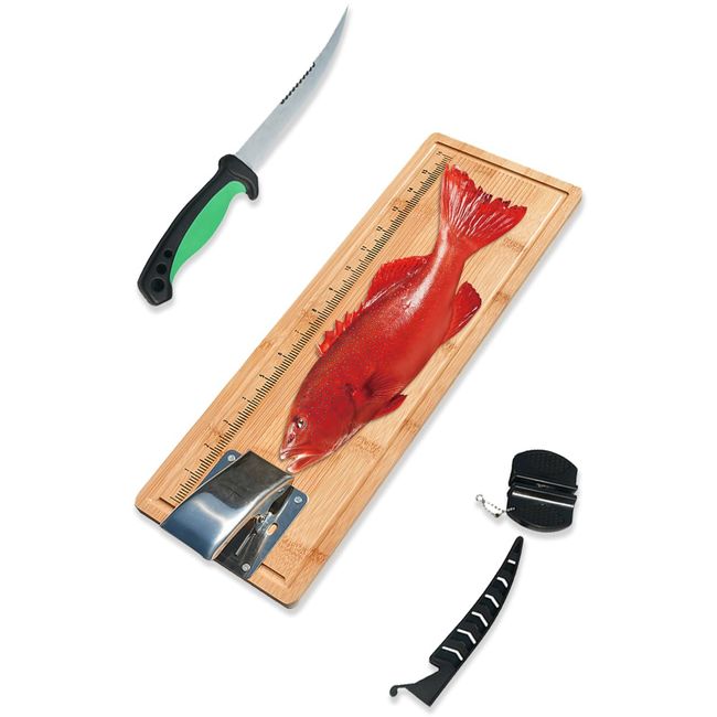 MAVOTER Fish Cleaning Cutting Board - Fish Cleaning Kit, Fishing Measuring Board Fish Fillet Boards With Clamp And Knife Set Grips For Easy Filleting