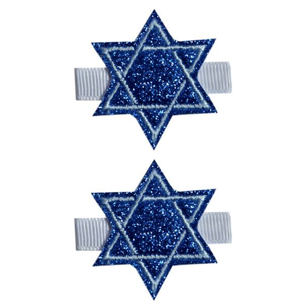 Hanukkah Glitter Jewish Star of David Hair Clip SET (Alligator Clips)