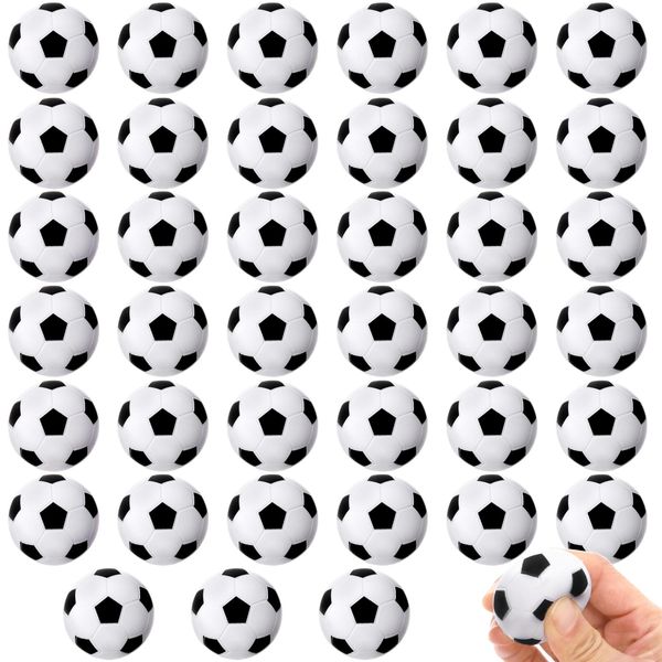 Foraineam 40 Pcs Mini Soccer Stress Balls 1.6 inch Foam Sports Squeeze Ball Relaxation Gadgets Bulk Small Foam Soccer Ball for Stress Anxiety Relief Carnival Party Decoration