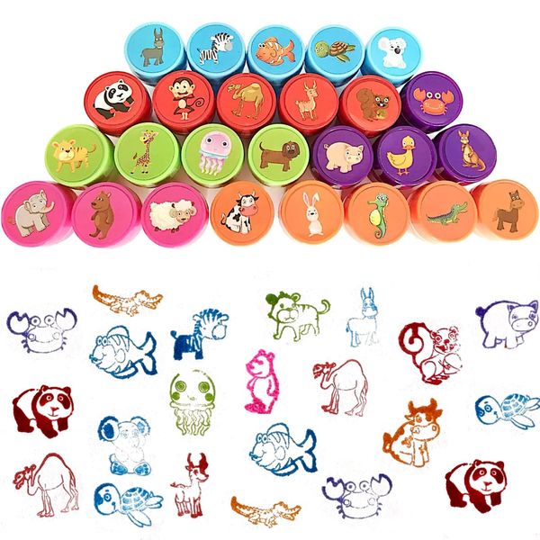 26Pcs Assorted Stamps for Kids,Ocean Life and Zoo Animal Stampers Self Inking Stamps for Kids,Classroom Rewards Prizes,Goody Bag Treat Bag Stuff for Birthday Party Gifts