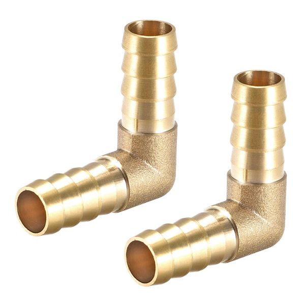 uxcell Barb Brass Hose Fitting 12mm 90 Degree Elbow Pipe Connector Coupler Tube Adapter 2pcs