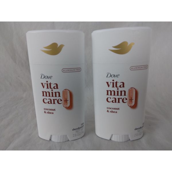 2 Dove VitaminCare Women’s Deodorant 72h Coconut & Shea Aluminum Free 2.6oz