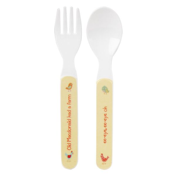 Little Rhymes, OLD MACDONALD MELAMINE CUTLERY SET, Multi-colour