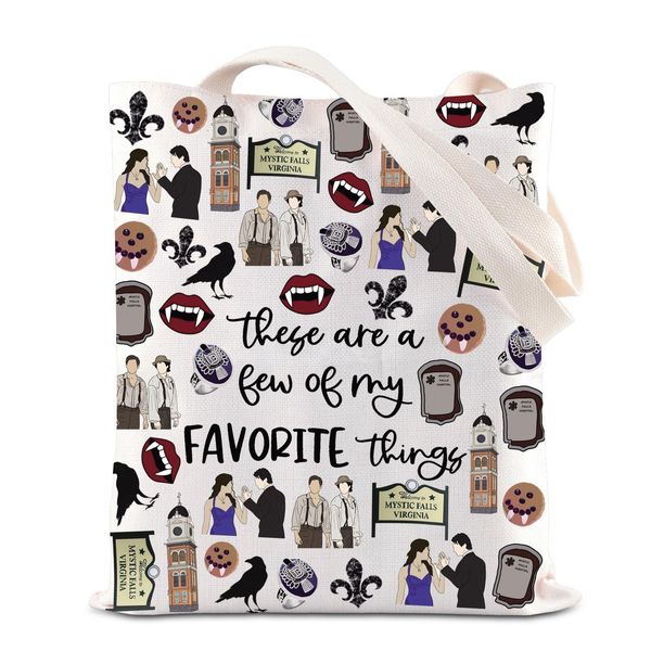 BTVS Inspired Tote Bag TVD Buffy Lover Gift Vampire Slayer Shopping Bag Vampire TV Show Fan Gift (Vampire Tote)