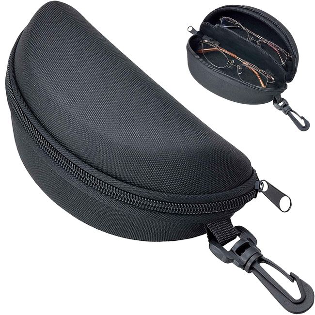 Nagoya Eyeglasses 2042-01 Eyeglasses Case BK Urethane Semi Hard (Zipper Type, With Hanging Hook)