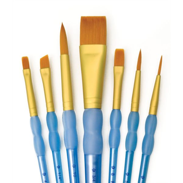 Royal and Langnickel Crafter's Choice Taklon Variety Brush Set - Gold (Pack of 7)