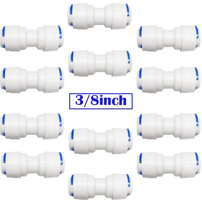 CESFONJER RO Water Filter Fitting, 3/8" Straight Connector, 3/8" to 3/8" Push Fit Fitting, Water Filter Dispenser and Reverse Osmosis (12 Pack)