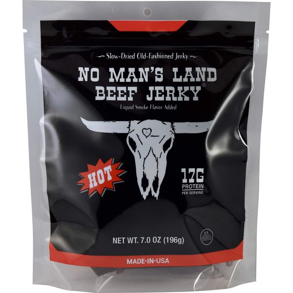 No Man’s Land MILD Beef Jerky High Protein Low Calorie Low Carb Beef Snack 7.0oz Bag