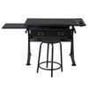 Drafting Table Art Desk Adjustable Height Drawing Table w/ 2 Drawers Stool Black