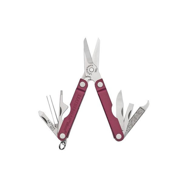 Leatherman Micra - Stainless Steel Keyring Multi-Tool with Scissors & 9 Tools, Black Cherry