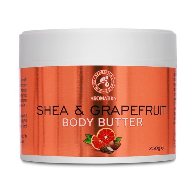 Shea & Grapefruit Body Butter - 250 g - Natural Body Moisturizer - Herbal Oils Butter - Multipurpose Skincare - Body Butter for Massage - Grapefruit Butter - Hand Care - Sheabutter for Rough Skin