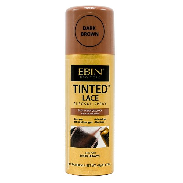 EBIN NEW YORK Tinted Lace Aerosol Spray - Dark Brown 2.7oz/ 80ml, Quick dry, Water Resistant, No Residue, Water Resistant, Even Spray, Matching Skin Tone, Natural Look