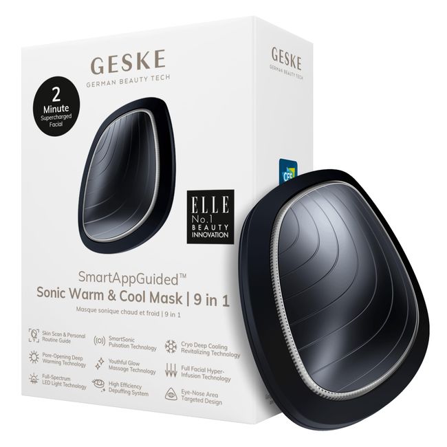 GESKE | SmartAppGuided™ Sonic Warm & Cool Mask | 9 in 1 | Beauty LED-Gesichtsmaske | Voll-LED-Spektrum und Rotlichttherapie | Wärme | Kühlung | Erhöhte Gesichtspflege-Aufnahme | Gesichtsmassagegerät