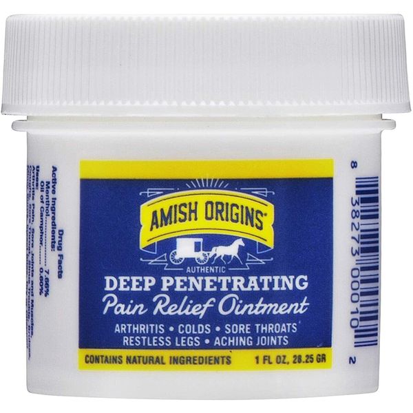 Amish Origins Deep Penetrating Pain Relief Ointment Restless Legs Arthritis 1 oz