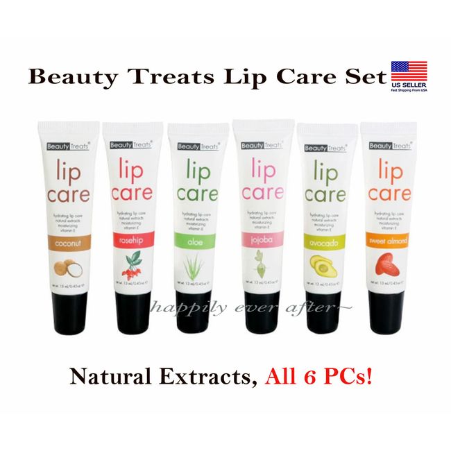Beauty Treats Natural Lip Care Set - Natural Extracts, Hydrating, Vitamin E