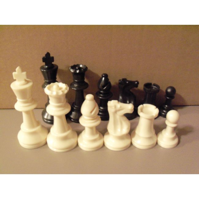 Standard Club Plastic Chess Set Black & Ivory Pieces - 3.75 King