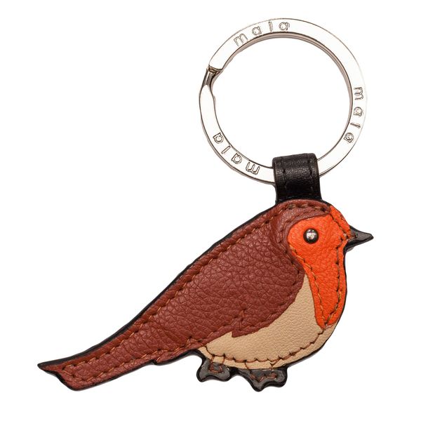 Mala Leather Cute Robin Leather Keyring Ladies