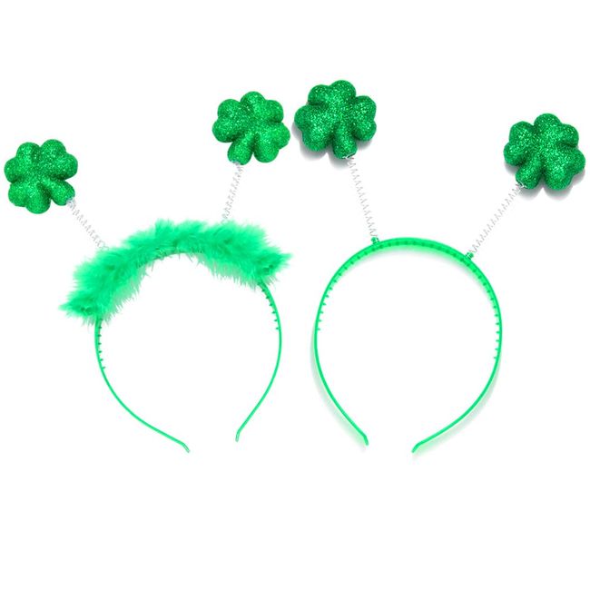 JONKY St Patrick Day Shamrock Headbands Green Headpiece Irish HCostumes St Pattys Day Shamrocks Hair Accessories for Women and Girls(Pack of 2) (Style2)