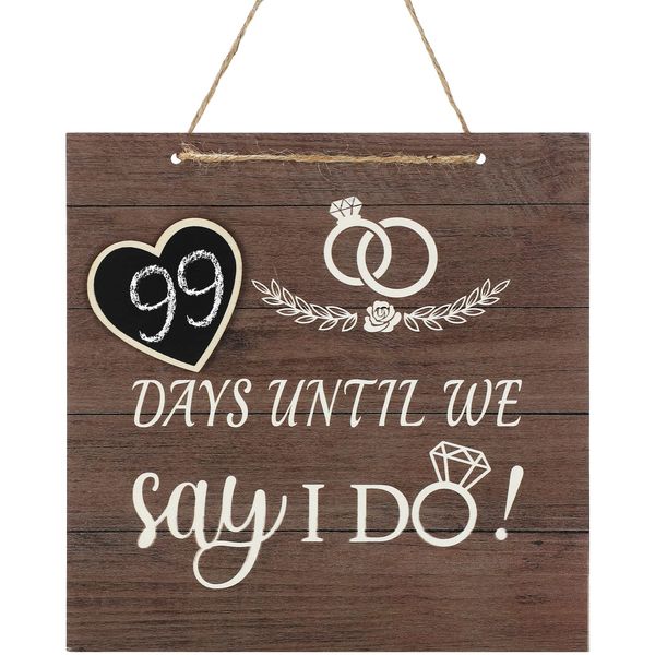 Engagement Gift Wedding Countdown Chalkboard Sign for Couples Wooden Wedding Countdown Plaque Sign Wedding Decorative Hanging Ornaments Erasable Blackboard Chalkboard Sign for Boyfriend Girlfriend