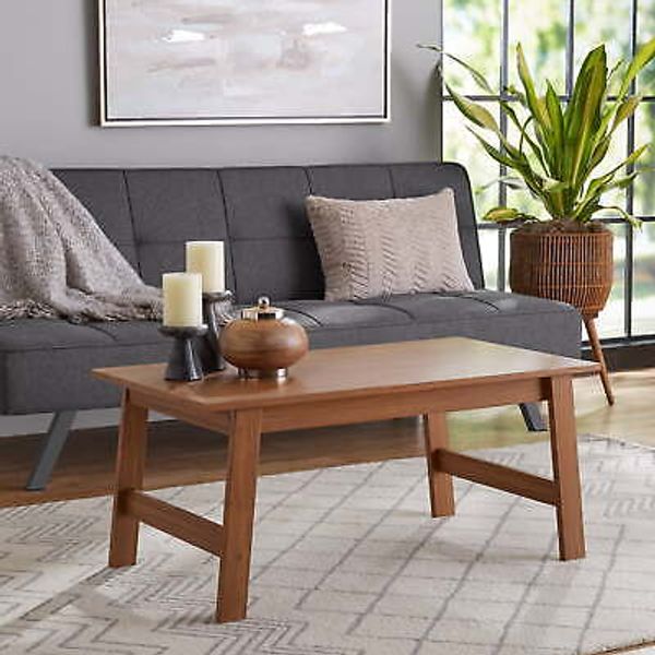 Walnut Finish,Wood Rectangle Coffee Table,Versatile Placement