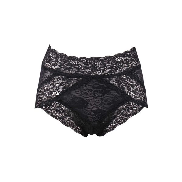 Lange De Ash EL627 Women's Control Panties, Jacquard Lace, Petite Control Panties, Black