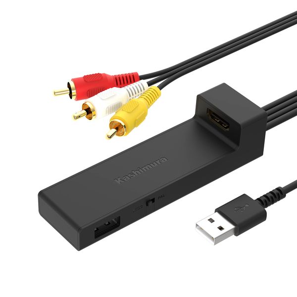 Kashimura NKD-232 HDMI to RCA Converter Cable, USB 1 Port, Fire TV Stick, Video Converter Converts HDMI to RCA for Viewing in Car Navigation System