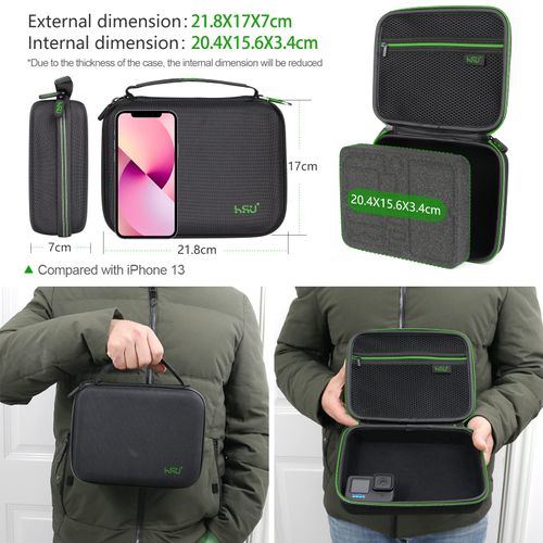 HSU Surface-Waterproof Carrying Case Compatible with GoPro Hero 12/11/10/9/8/7/(2018)/6/54/3 Black, and Other Action Cameras (Middle)