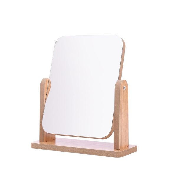 Donally Tabletop Mirror, Mirror, Stand, Wooden Frame, For Makeup and Makeup, Interior (Small, Natural)