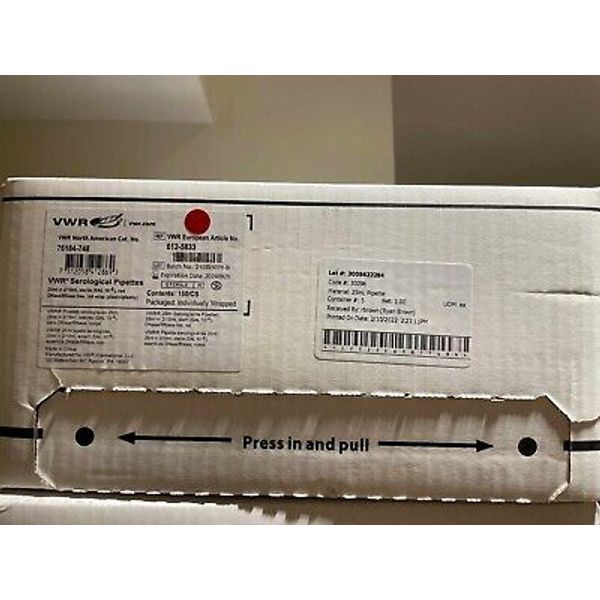 VWR 76184-748 Plastic Sterile Serological Pipette 25mL case of 150