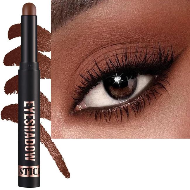 Dark Brown Eyeshadow Stick Cream Shimmer Smooth Matte Eyeshadow Pencil Primer Glitter Dark Light Matte Single Base Crayon Primer Palette Eyeliner Highlighter Stick Eye Shadow Waterproof Long Lasting15