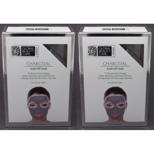 NEW 2-PACK x 5oz Global Beauty Care CHARCOAL Wash Off Mask Mud Face Treatment ++