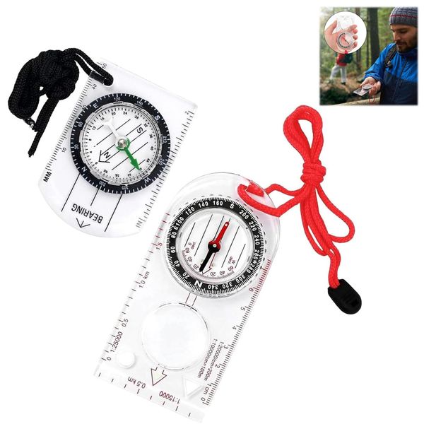 2pcs Navigation Compass, Orienteering Compass, Scout Compass, Hiking Compass with Adjustable Declination for Expedition Map Reading, Navigation, Orienteering and Survival