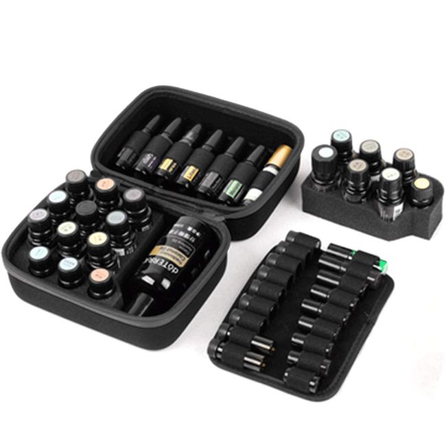 Umora Essential Oil Storage Case, For 37 Bottles, Essential Oil Storage Box, Aroma Case, 0.2 fl oz (5 ml), 0.4 fl oz (10 ml), 0.5 fl oz (15 ml), Large Capacity, Portable and Convenient (Black)