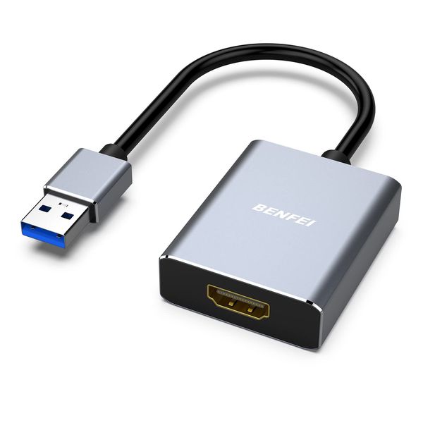 BENFEI USB auf HDMI Adapter 1080p, Unidirektional USB 3.0 auf HDMI Stecker auf Buchse Adapter, hauptsächlich kompatibel mit Windows 11/10/8.1/8/7(Not for Mac)