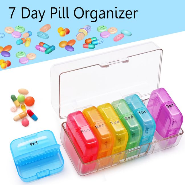 One Week 7 Day Weekly Pill Organizer Case Box Large Capacity Travel Size Holder