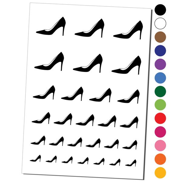 High Heel Pump Shoe Temporary Tattoo Water Resistant Fake Body Art Set Collection - Red (One Sheet)